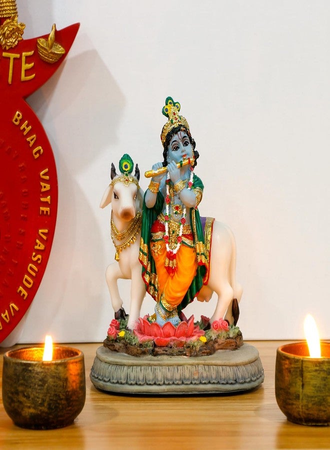 BangBangDa Indian Lord Krishna Idol Statue - 5.7" H Hindu God Krishna Murit for Home Temple Puja Diwali Gift for Indian Man Woman Friend Mandir Altar Pooja Item Meditation Yoga Room Spiritual Decor - Image 3